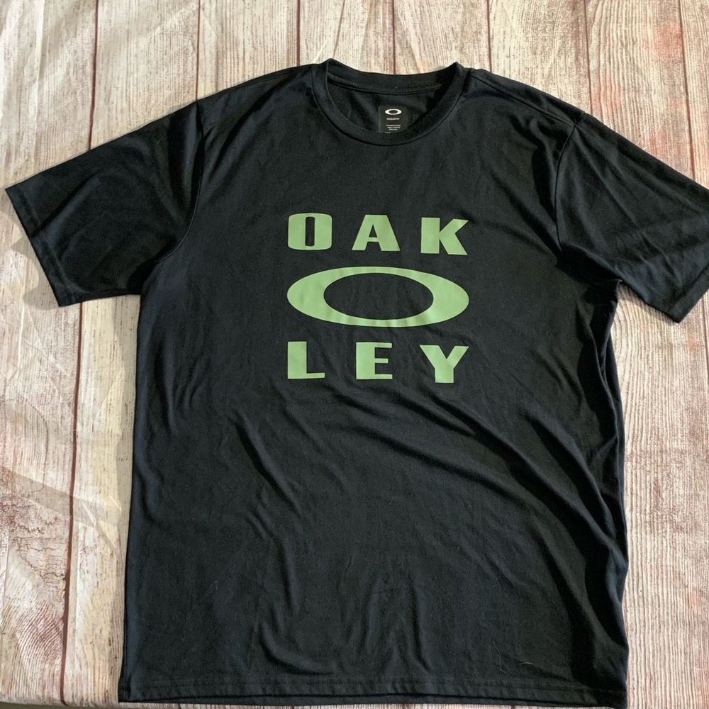 Oakley Shirt Mens XL Hydrolix Black green Logo Short Sleeve Gym🔥